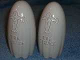 Frankoma Advertising shakers glazed white sand